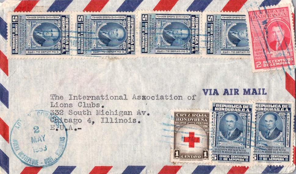 Honduras 1c Red Cross Postal Tax, 2c Galvez and 5c Lozano (6) 1953 Admin. Correo - Afbeelding 1 van 1